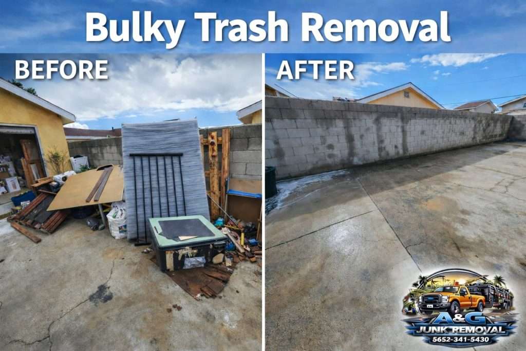 Bulky trash removal before and after in Irvine CA